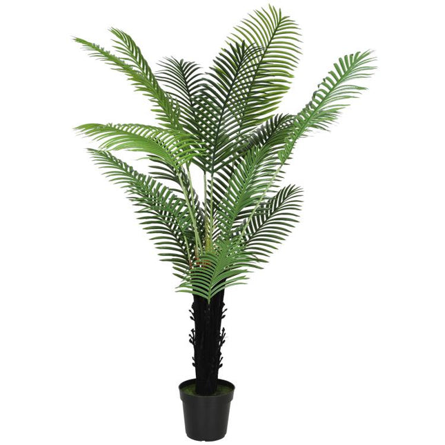 175cm Artificial Areca Palm Tree with 16 PE Leaves, Decorative Artificial Plant with Plastic Pot and Flocked Soil, Fake Plant for Home Office Decor, Green
