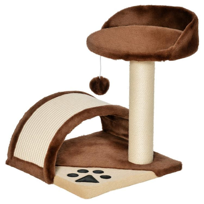 Cat Tree Scratching Scratcher Post Kitten Activity Centre Climber Hanging Ball Brown