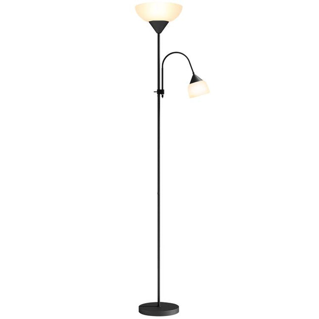 LED Floor Lamp for Living Room, 180cm Tall Standing Lamp, Mother and Child Uplighter with Adjustable Gooseneck, Black