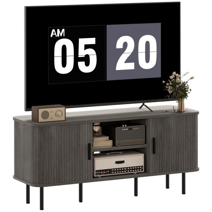 TV Stand Cabinet for TVs up to 55 Inches, TV Unit with Storage Shelves and Cupboard for Living Room, Grey