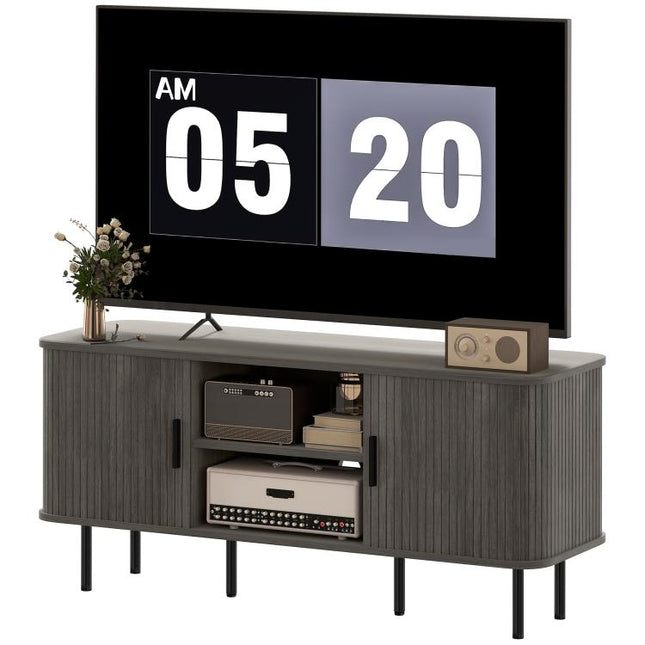 TV Stand Cabinet for TVs up to 55 Inches, TV Unit with Storage Shelves and Cupboard for Living Room, Grey
