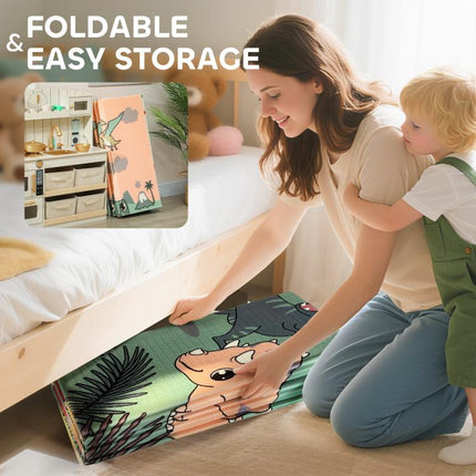 Baby Play Mat, Double Sideded Foldable Kids Crawling Mat, Reversible & Waterproof, Dinosaur