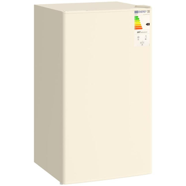 Under Counter Fridge, 91L Small Fridge with Chiller Box, Removable Shelf, Reversible Door, Adjustable Legs, Mini Refrigerator, Beige