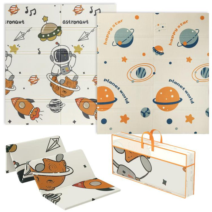 Space-Themed Baby Plat Mat Double Sided, Foldable, Water-Resistant for Outdoor/Indoor, 177 x 146 x 1.5cm