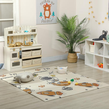 Space-Themed Baby Plat Mat Double Sided, Foldable, Water-Resistant for Outdoor/Indoor, 177 x 146 x 1.5cm