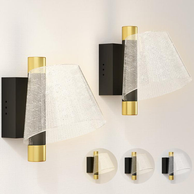Led Wall Lamp 2 Pack, 5W Modern Indoor Starry Wall Light, Colour Temperature Adjustable 3000K/4000K/6500K, for Bedroom, Living Room, Hallway, Stairs, Black