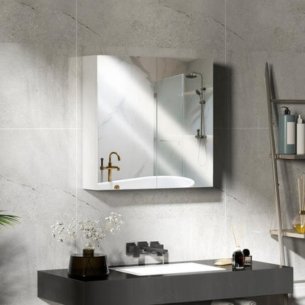 60 x 15 cm Double Door Bathroom Mirror Cabinet - White