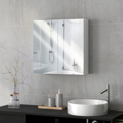60 x 15 cm Double Door Bathroom Mirror Cabinet - White
