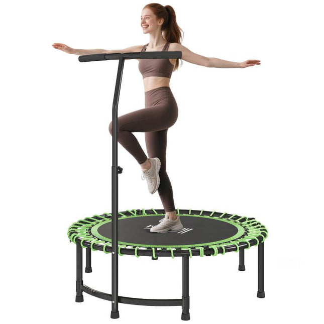 Mini Round Steel Frame Trampoline w/ Adjustable Handle, Green