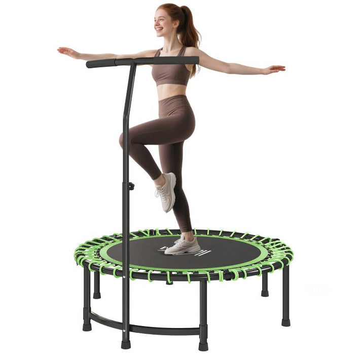 Mini Round Steel Frame Trampoline w/ Adjustable Handle, Green