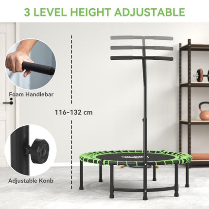 Mini Round Steel Frame Trampoline w/ Adjustable Handle, Green