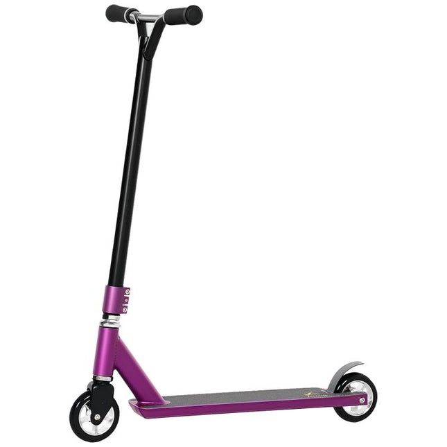 Stunt Scooter, 360 Degrees Entry Level Tricks Scooter w/ Lightweight Aluminium Deck and ABEC 7 Bearing, For Age 14+ Beginners, Purple