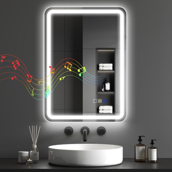 70 x 50 cm Bluetooth Bathroom Mirror - Silver-Tone