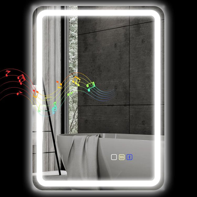 70 x 50 cm Bluetooth Bathroom Mirror - Silver-Tone