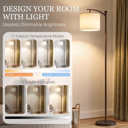 LED Floor Lamp with Remote Control - Black