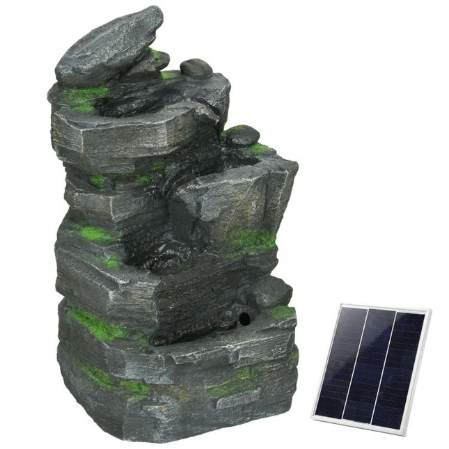 Garden Water Feature with LED Lights - Dark Grey