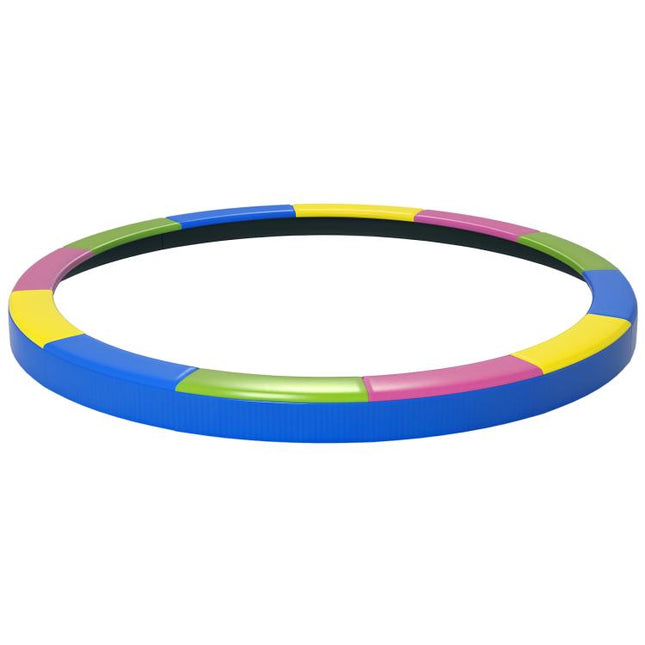 12FT Trampoline Spring Cover, Plastic Trampoline Pad Replacement with Elastic Cord, Waterproof, UV Resistant and Tear-Resistant, Multi-Colored