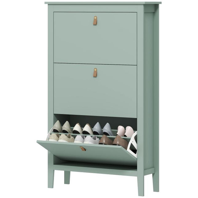 Modern Three-Drawer Shoe Cabinet - Green