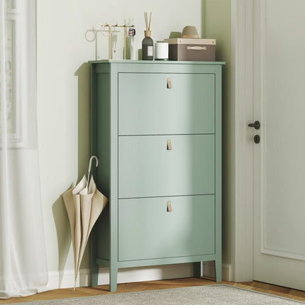 Modern Three-Drawer Shoe Cabinet - Green