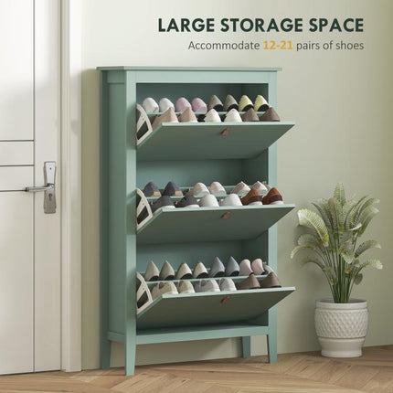 Modern Three-Drawer Shoe Cabinet - Green