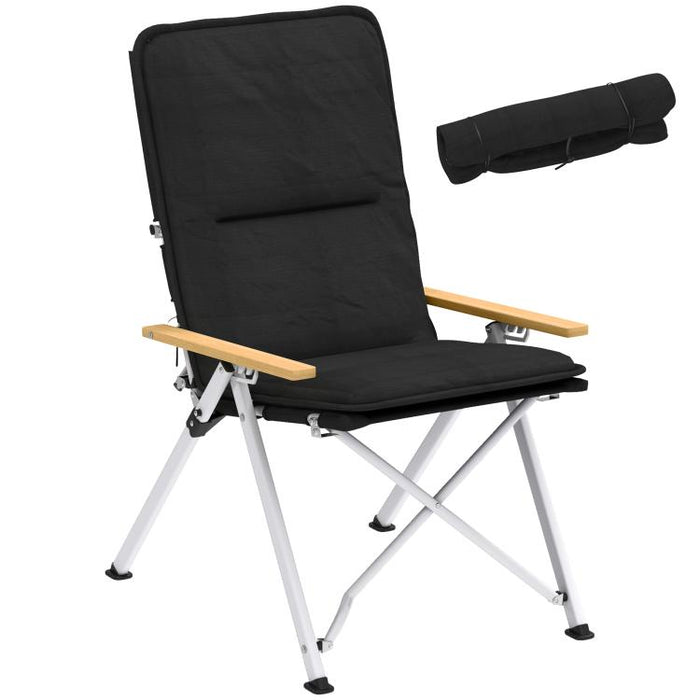 Portable Camping Chair for Adults, High Back Folding Chair with Padded Seat and Carry Bag, Outdoor Recliner for Hiking, Fishing, Beach and Picnic, Black