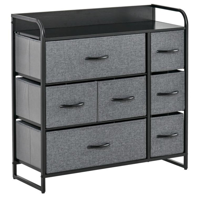 Chest of Drawers with 7 Foldable Drawers, 3-Tier Fabric Bedroom Dresser, Clothes Storage Unit for Bedroom, Living Room, Grey