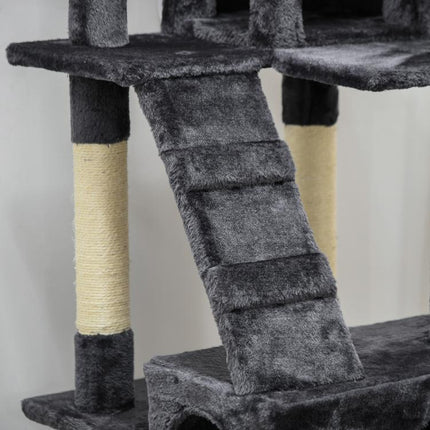 173cm Cat Tree Scratching House, Activity Play Centre, Charcoal Grey