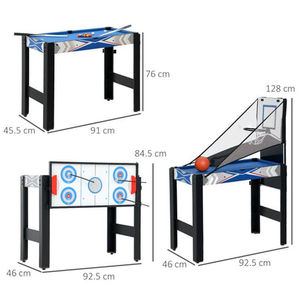 5-in-1 Multi Games Table, with Mini Pool, Table Tennis, Basketball, Hockey, Archery, Blue