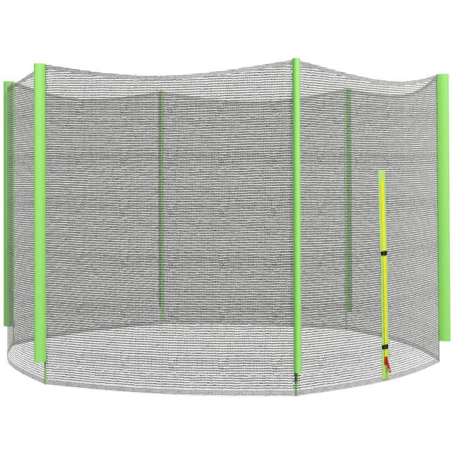 8ft Trampoline Net Replacement with 6 Plastic Pole Covers, Weather-Resistant Trampoline Netting Replacement with Zipped Entrance, Poles Not Included, Green