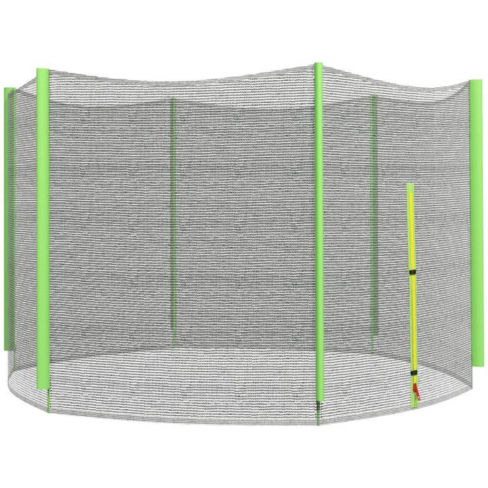 8ft Trampoline Net Replacement with 6 Plastic Pole Covers, Weather-Resistant Trampoline Netting Replacement with Zipped Entrance, Poles Not Included, Green