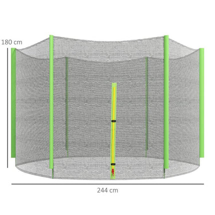 8ft Trampoline Net Replacement with 6 Plastic Pole Covers, Weather-Resistant Trampoline Netting Replacement with Zipped Entrance, Poles Not Included, Green