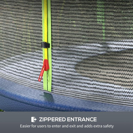 8ft Trampoline Net Replacement with 6 Plastic Pole Covers, Weather-Resistant Trampoline Netting Replacement with Zipped Entrance, Poles Not Included, Green