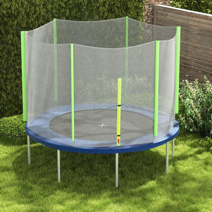 8ft Trampoline Net Replacement with 6 Plastic Pole Covers, Weather-Resistant Trampoline Netting Replacement with Zipped Entrance, Poles Not Included, Green