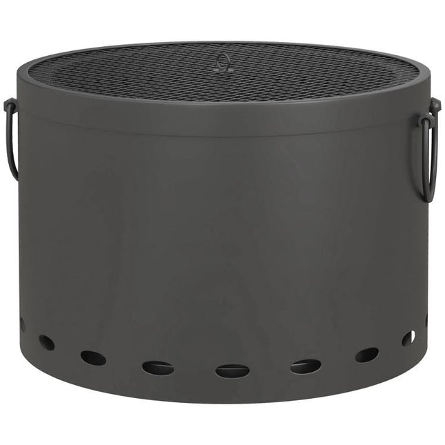 Smokeless Fire Pit, 38cm Portable Wood Burning Firepit with Spark Screen and Poker, Low Smoke Camping Bonfire Stove for Garden Patio Picnic, Dark Grey