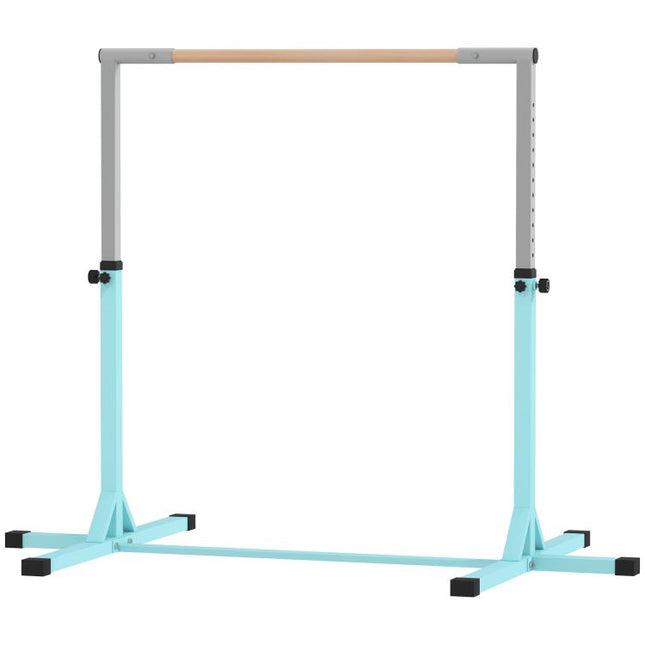 Height Adjustable Gymnastics Horizontal Bar for Kids, Children Junior Kip High Bar Fitness, Light Blue