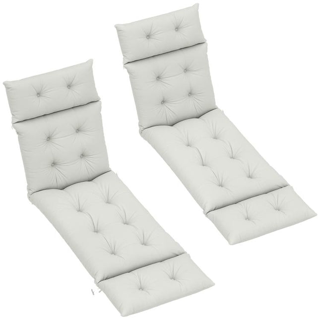 Set of Two 190 x 56cm Sun Lounger Cushions - Light Grey