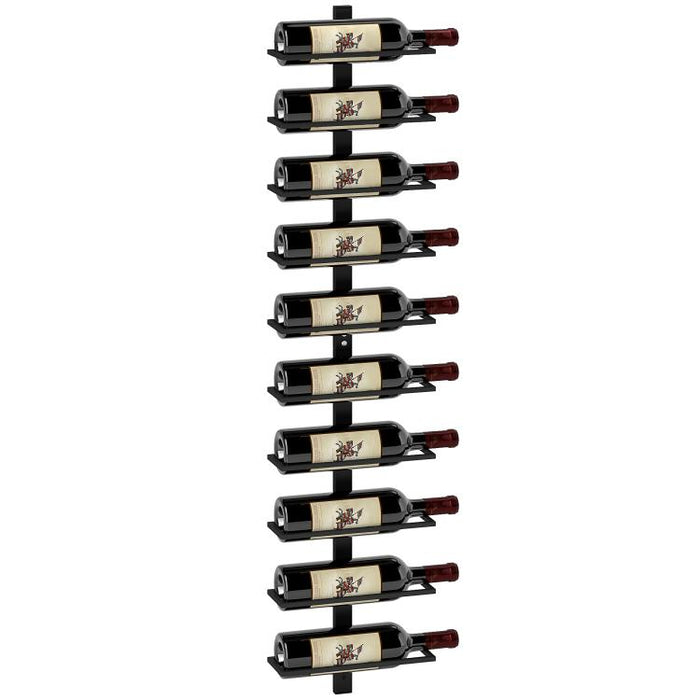 Wine Rack, Wall Mounted, 10 Tier Metal Wine Display Rack, Storage Holder for Kitchen, Dining Room, Bar, Cellar, Black