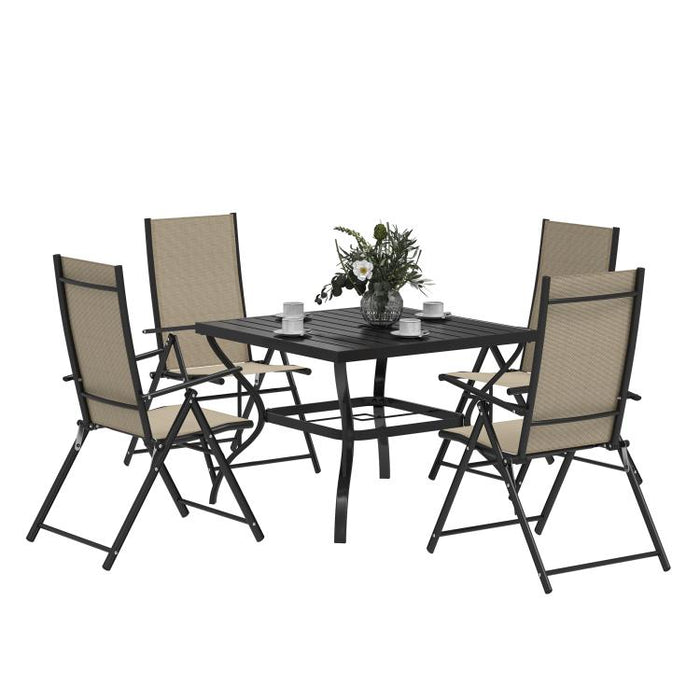 Five-Piece Steel Frame Patio Set - Khaki/Black