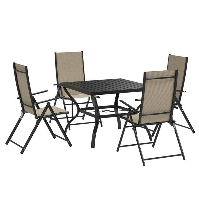 Five-Piece Steel Frame Patio Set - Khaki/Black