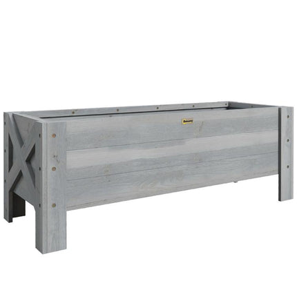 58L Garden Raised Bed Planter Grow Containers for Outdoor Patio Plant Flower Vegetable Pot Fir Wood, 100 x 36.5 x 36 cm, Grey