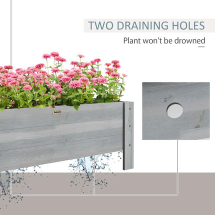 58L Garden Raised Bed Planter Grow Containers for Outdoor Patio Plant Flower Vegetable Pot Fir Wood, 100 x 36.5 x 36 cm, Grey