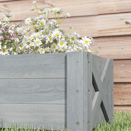 58L Garden Raised Bed Planter Grow Containers for Outdoor Patio Plant Flower Vegetable Pot Fir Wood, 100 x 36.5 x 36 cm, Grey