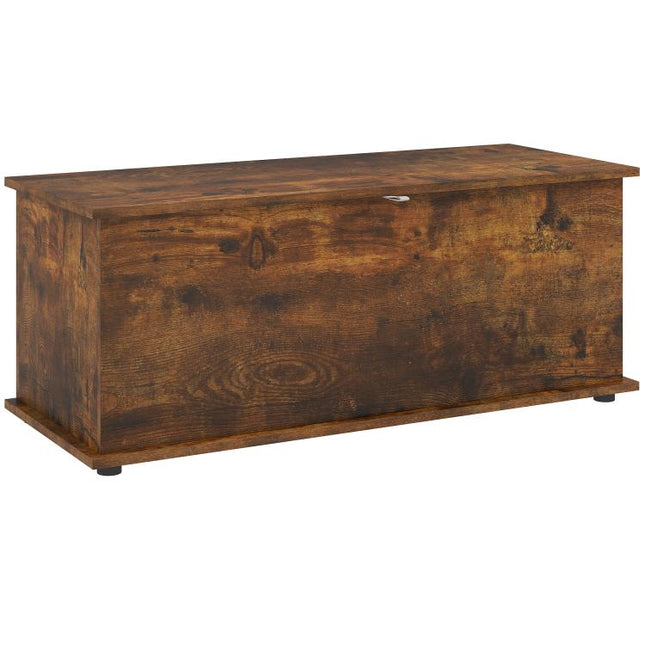 Storage Chest, Large 113L Blanket Box, Shoe Bench with Safety Hinged Lid, Storage Trunk, Bed End Bench for Bedroom, Hallway, Living room, Playroom, 100 x 40 x 40cm, Rustic Brown