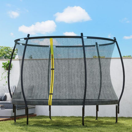10ft Outdoor Trampoline with Enclosure Net, Spring Cover, Black