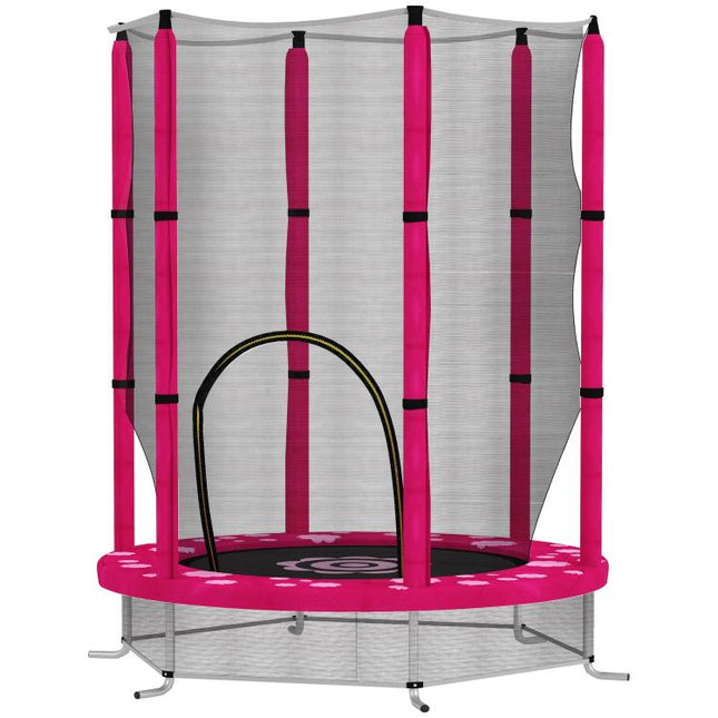 4.6ft Toddler Trampoline w/ Safety Enclosure Net, for Indoor Outdoor Use, Ages 3-6 Years, Pink