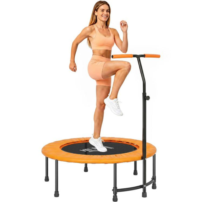 40 inch Fitness Trampoline with Adjustable Handle, Rebounder Trampoline, Mini Jumper for Indoor Exercise Workout, Orange