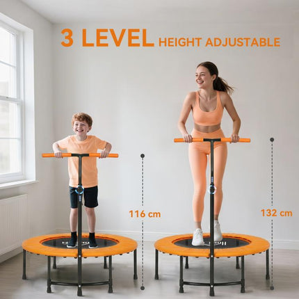 40 inch Fitness Trampoline with Adjustable Handle, Rebounder Trampoline, Mini Jumper for Indoor Exercise Workout, Orange