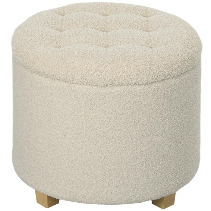 40.5L Teddy Fleece Storage Ottoman - Cream White