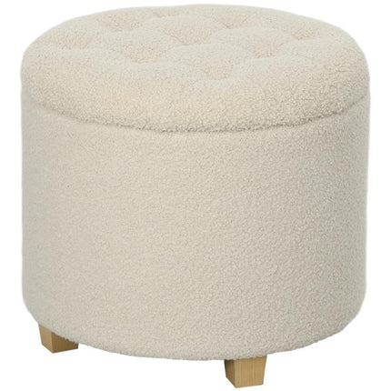 40.5L Teddy Fleece Storage Ottoman - Cream White