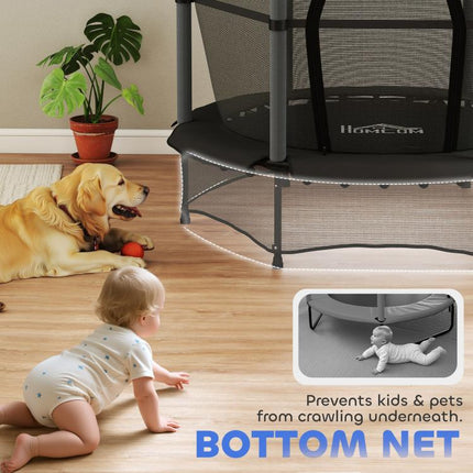 4.6FT/55 inch Kids Trampoline with Enclosure Net, Outdoor Indoor Use, for Ages 3-10 Years, Black